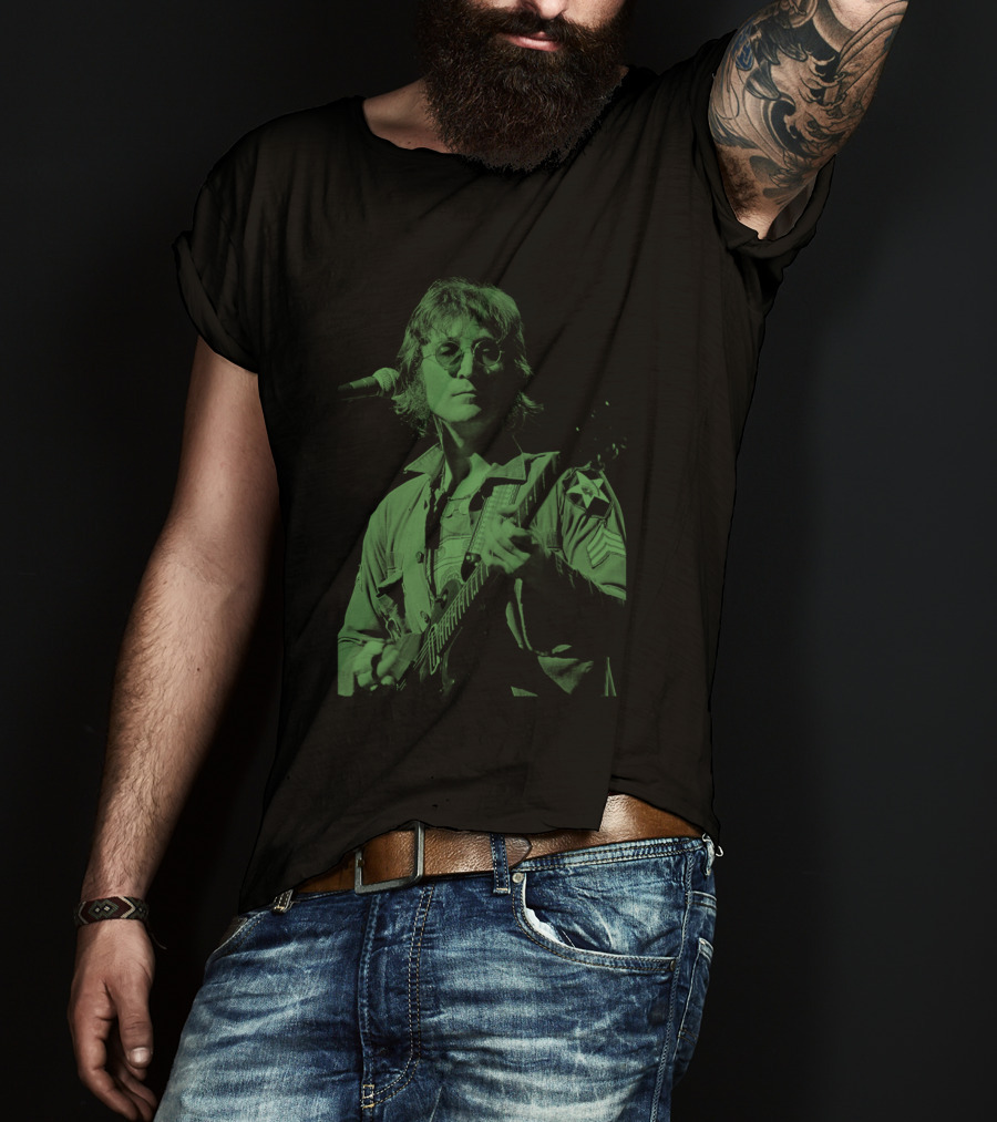 Jln 03 John Lennon Iconic Green Photograph T-Shirt