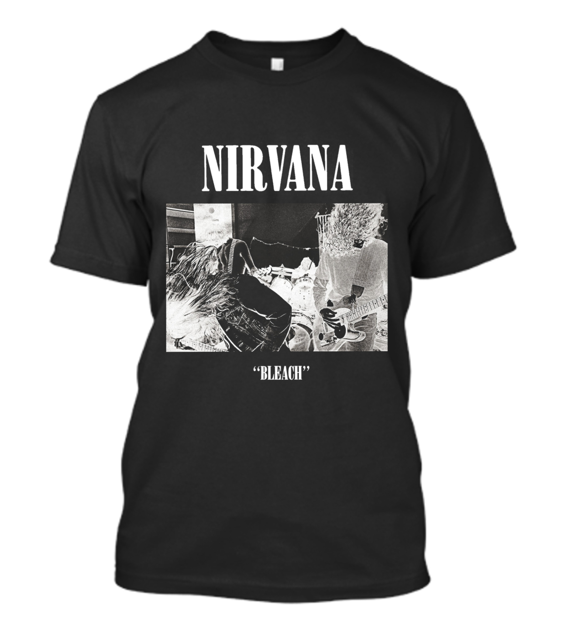Nirvana Bleach Album Cover Black And White Negative T-Shirt