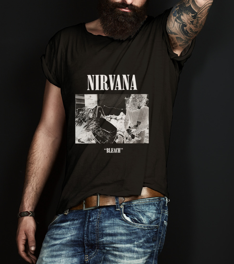 Nirvana Bleach Album Cover Black And White Negative T-Shirt