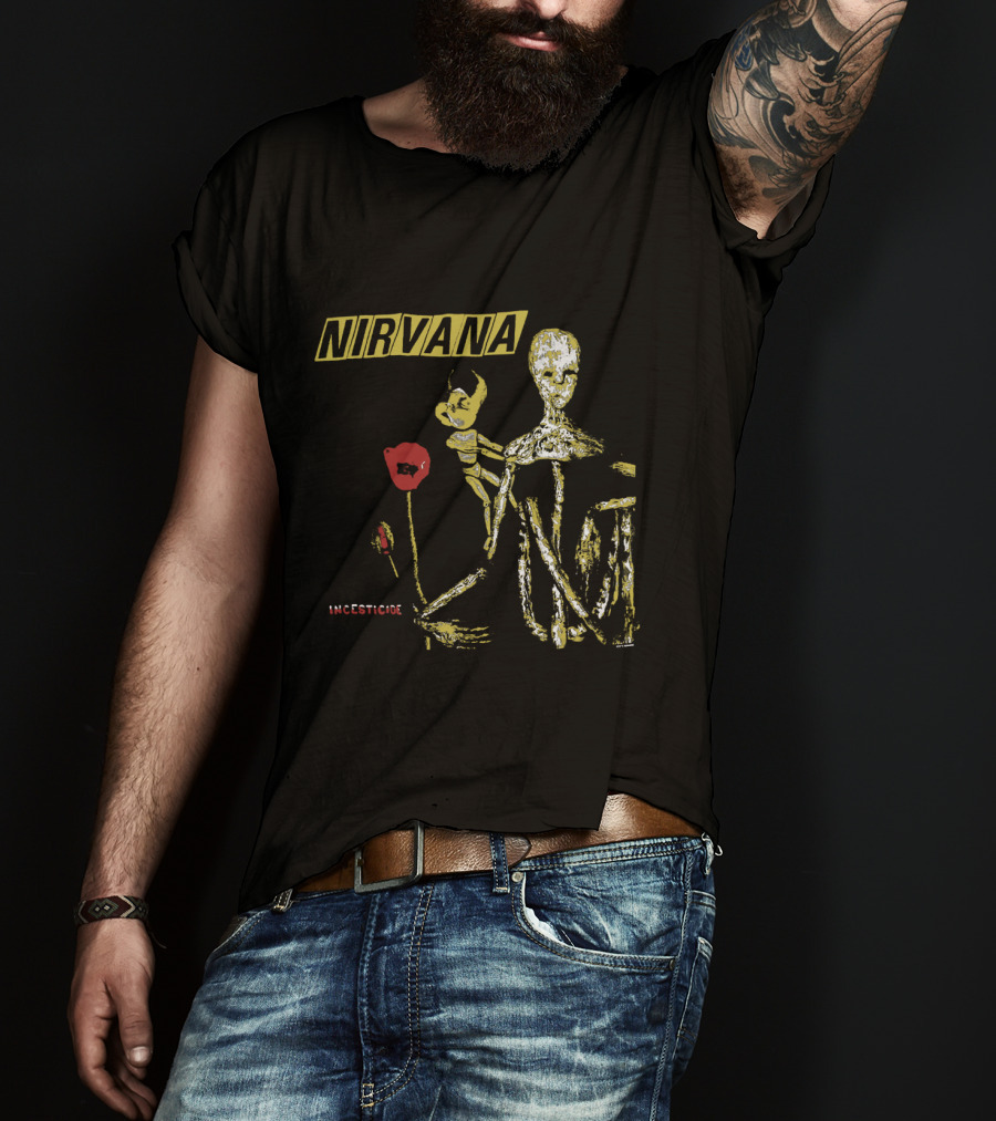 Nirvana Incesticide Skeleton And Flower T-Shirt