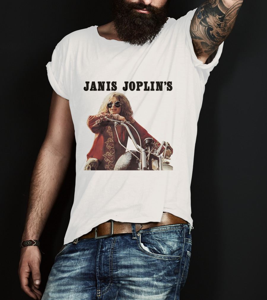 Janis Joplin's Iconic Motorcycle Pose T-Shirt