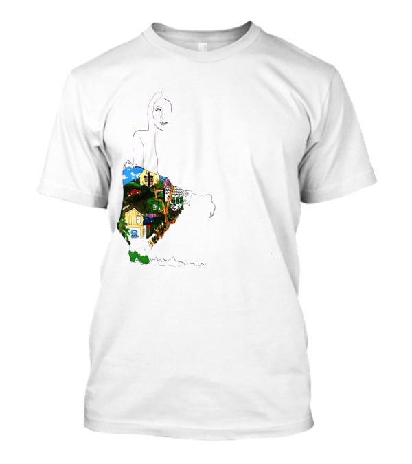 Jnmc 03 Ladies Of The Canyon Line Art With Colorful Houses And Nature Scene T-Shirt