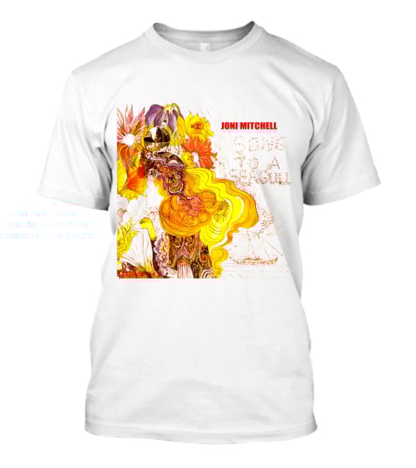 Joni Mitchell Song To A Seagull Colorful Floral Artwork With Yellow Orange Accents T-Shirt