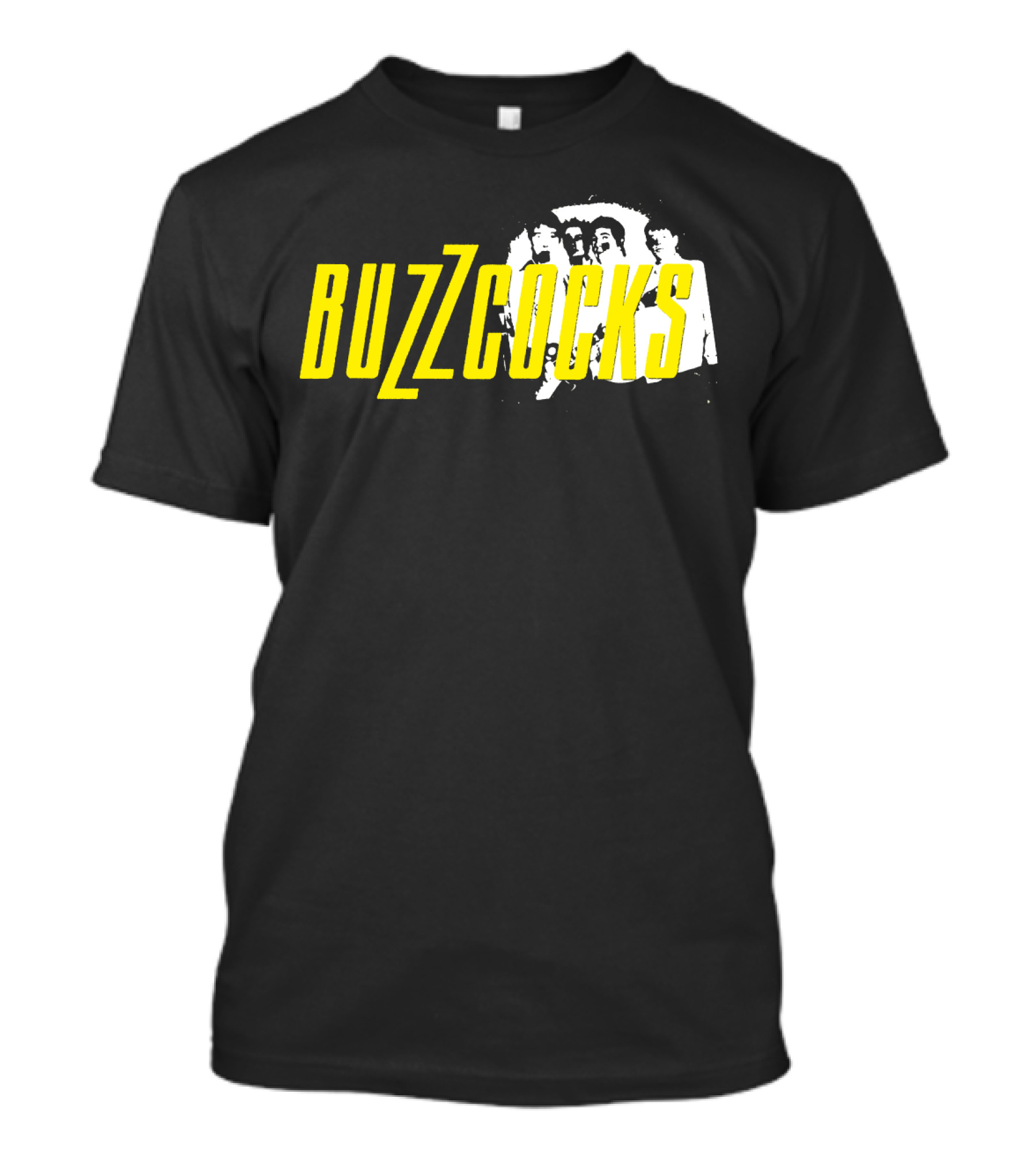 BUZZCOCKS Yellow Logo With Band Photo T-Shirt