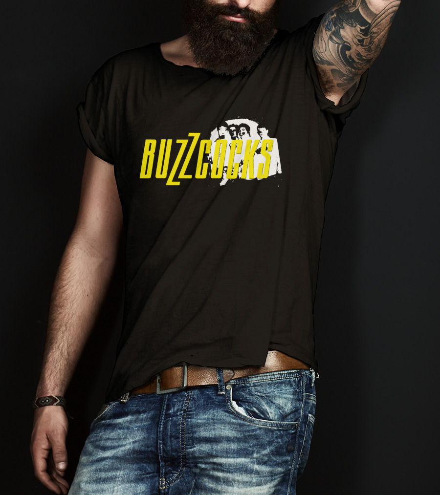 BUZZCOCKS Yellow Logo With Band Photo T-Shirt