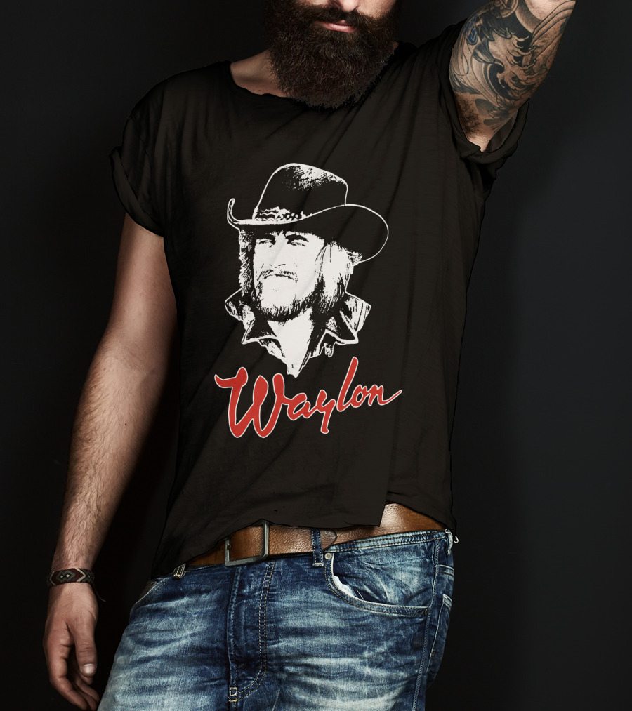 Waylon Jennings Cowboy Hat Illustration T-Shirt