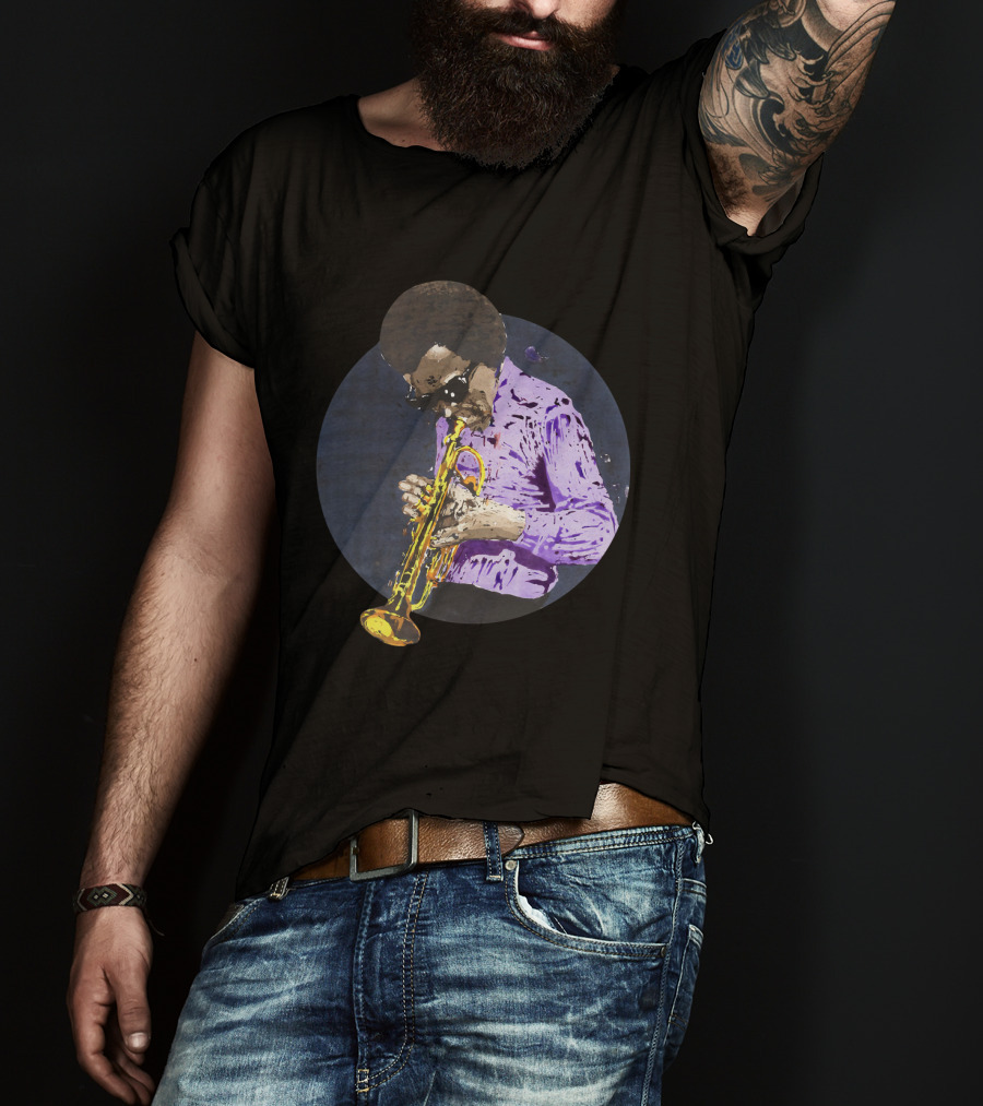 Mdv Miles Davis Vintage Jazz Trumpeter Iconic Purple Style T-Shirt