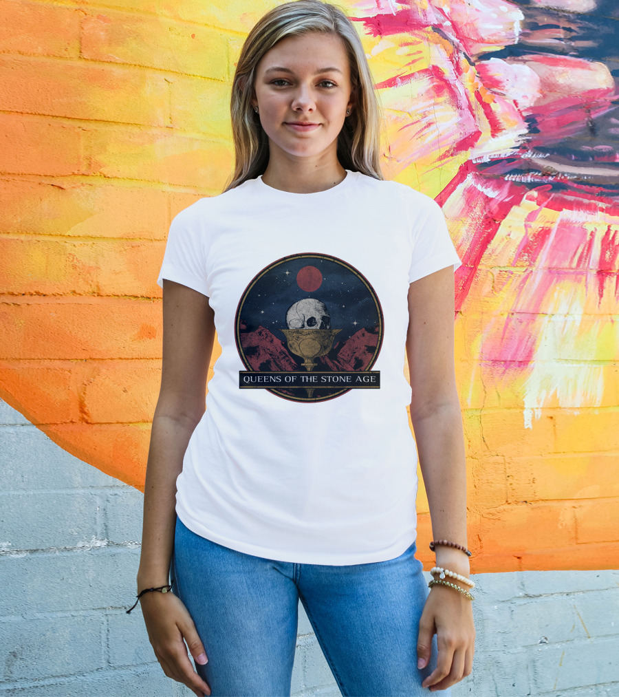 Queens Of The Stone Age Skull Goblet Moon Desert T-Shirt