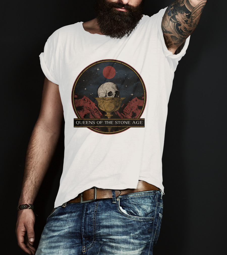 Queens Of The Stone Age Skull Goblet Moon Desert T-Shirt