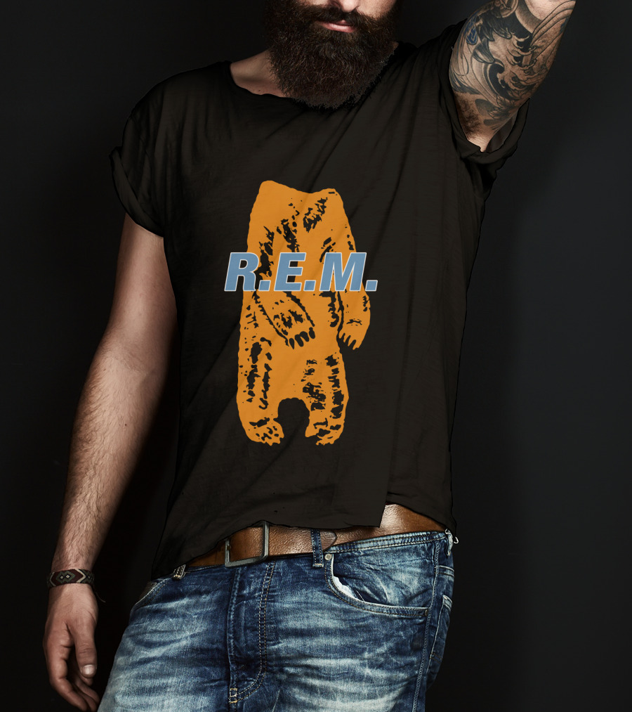R.E.M. Orange Bear Motif T-Shirt