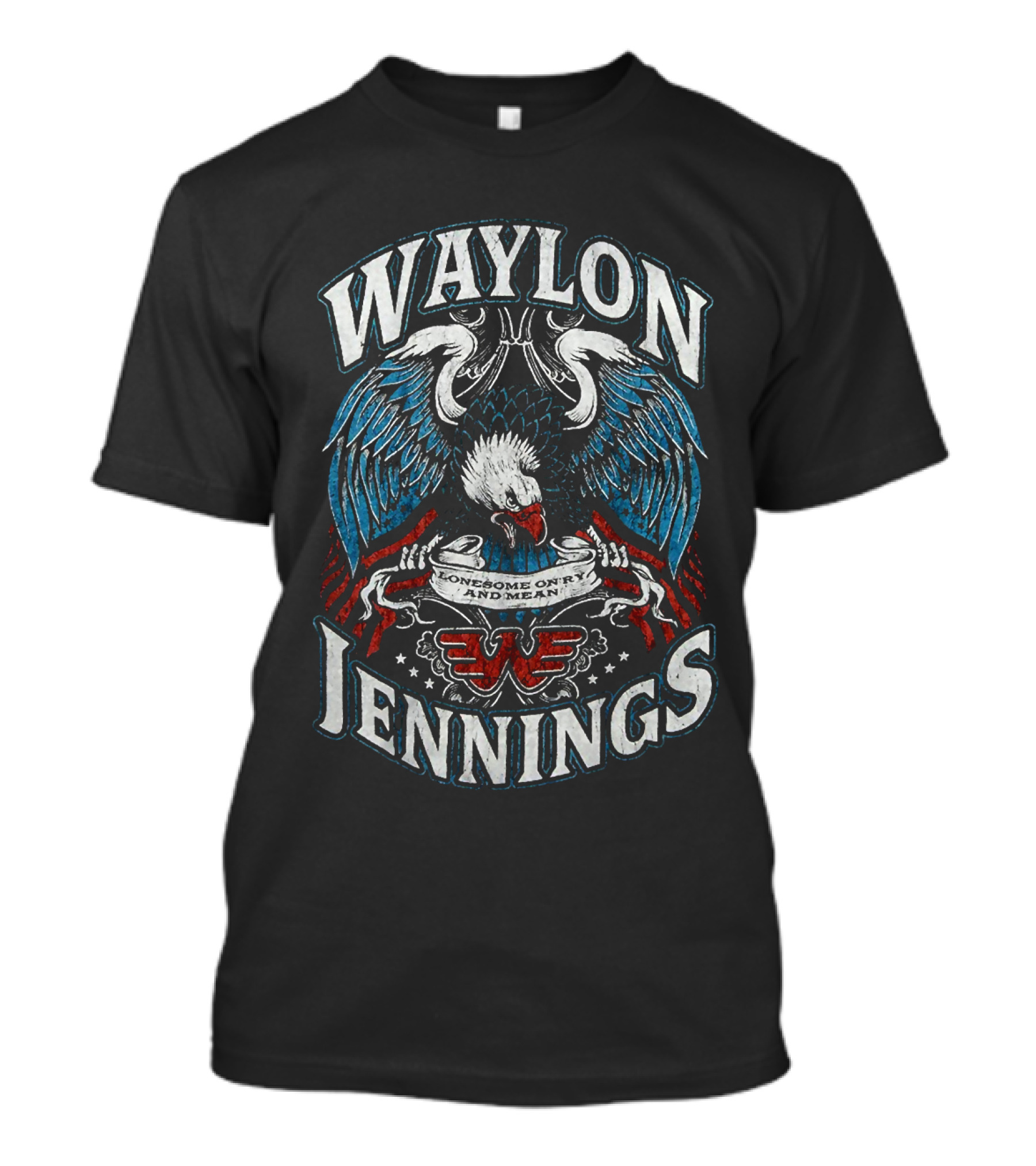 Waylon Jennings Lonesome On'ry And Mean Eagle Wings T-Shirt