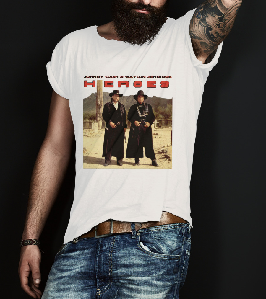 Johnny Cash & Waylon Jennings Heroes Desert Scene T-Shirt