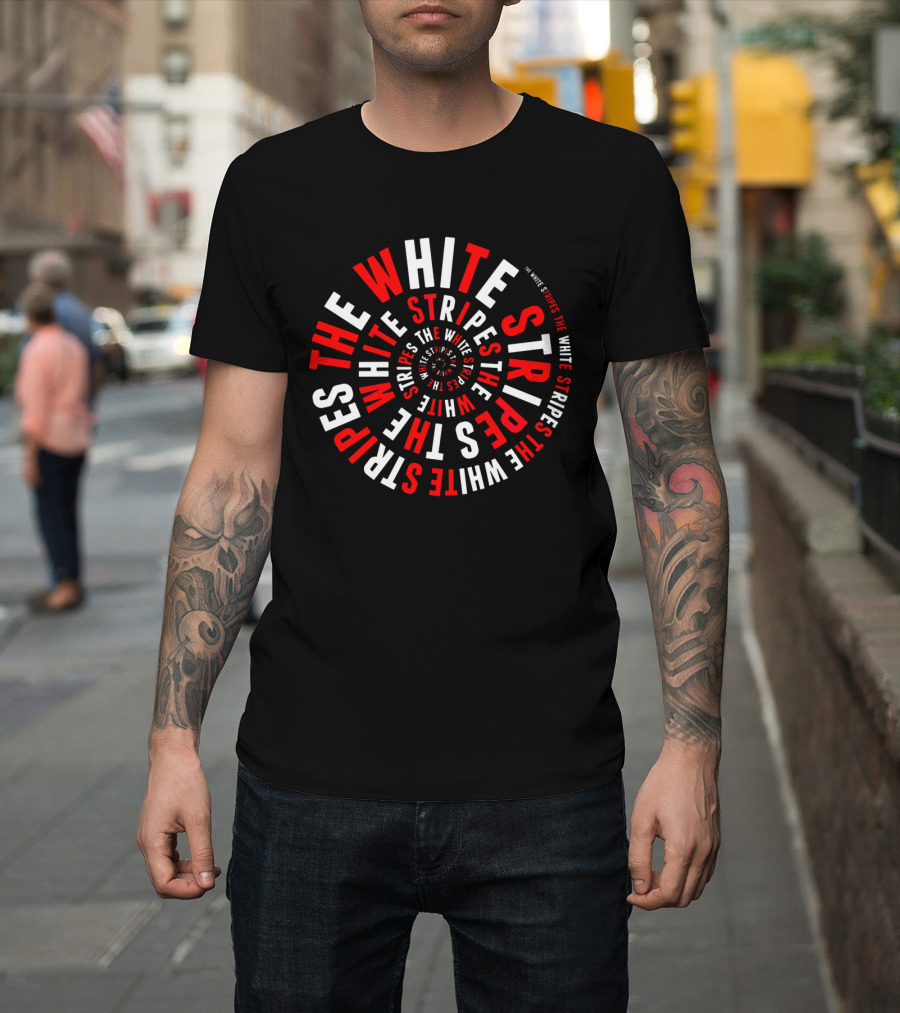 The White Stripes Spiral Text Optical Illusion T-Shirt