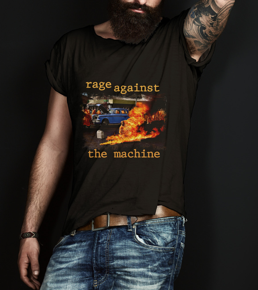 Rage Against The Machine Burning Car Riot Scene T-Shirt