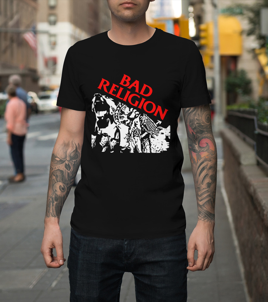 Bad Religion Collage Of Black And White Figures T-Shirt