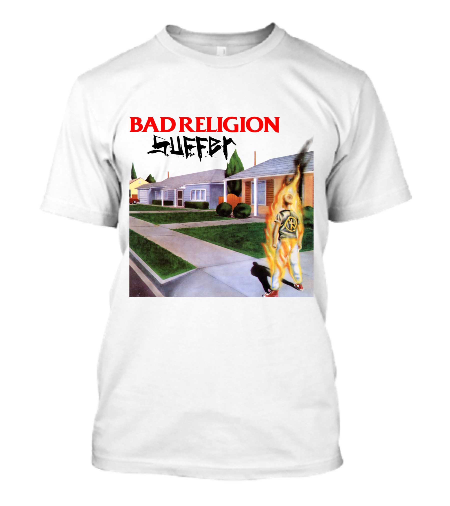 Bad Religion Suffer Album Cover Burning Figure Artwork T-Shirt