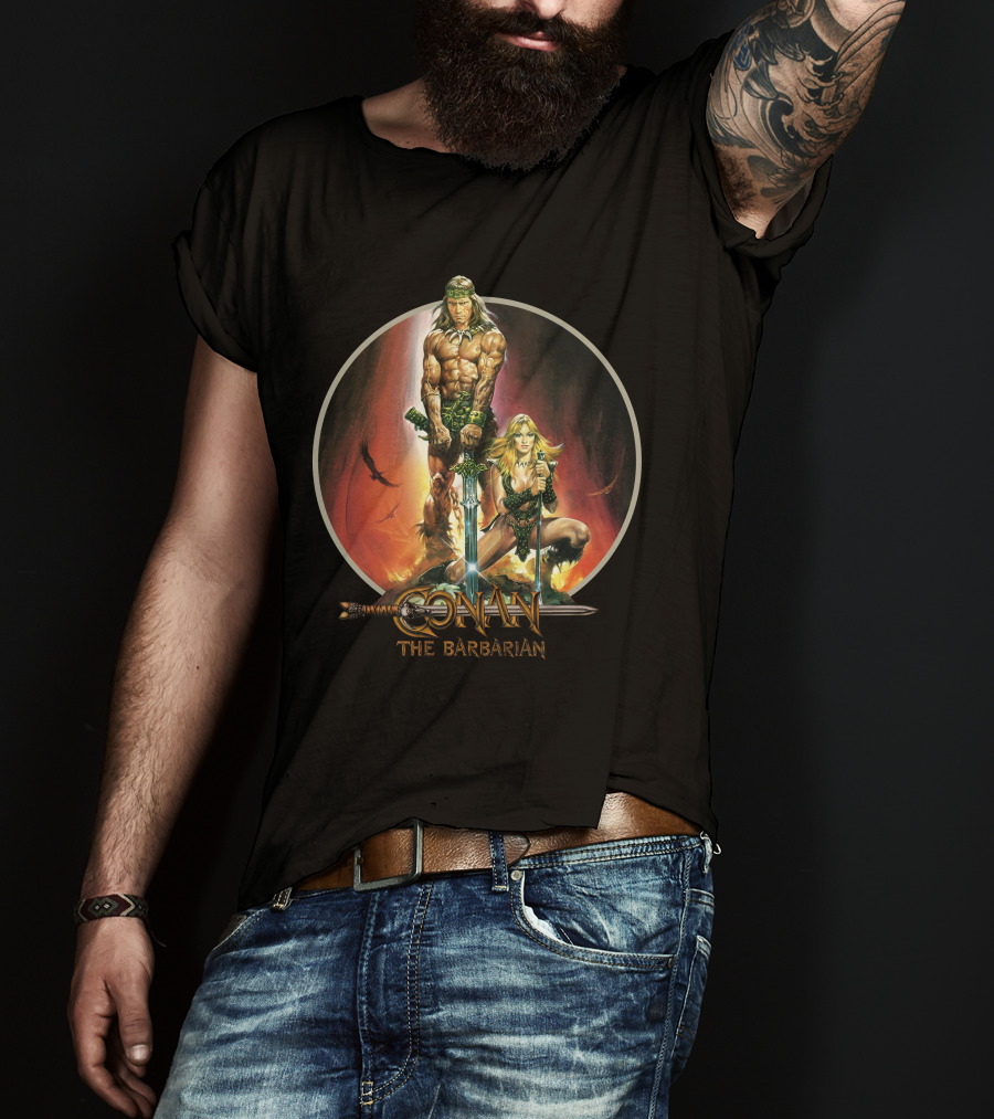 Conan The Barbarian Sword And Sorcery Fantasy Artwork T-Shirt