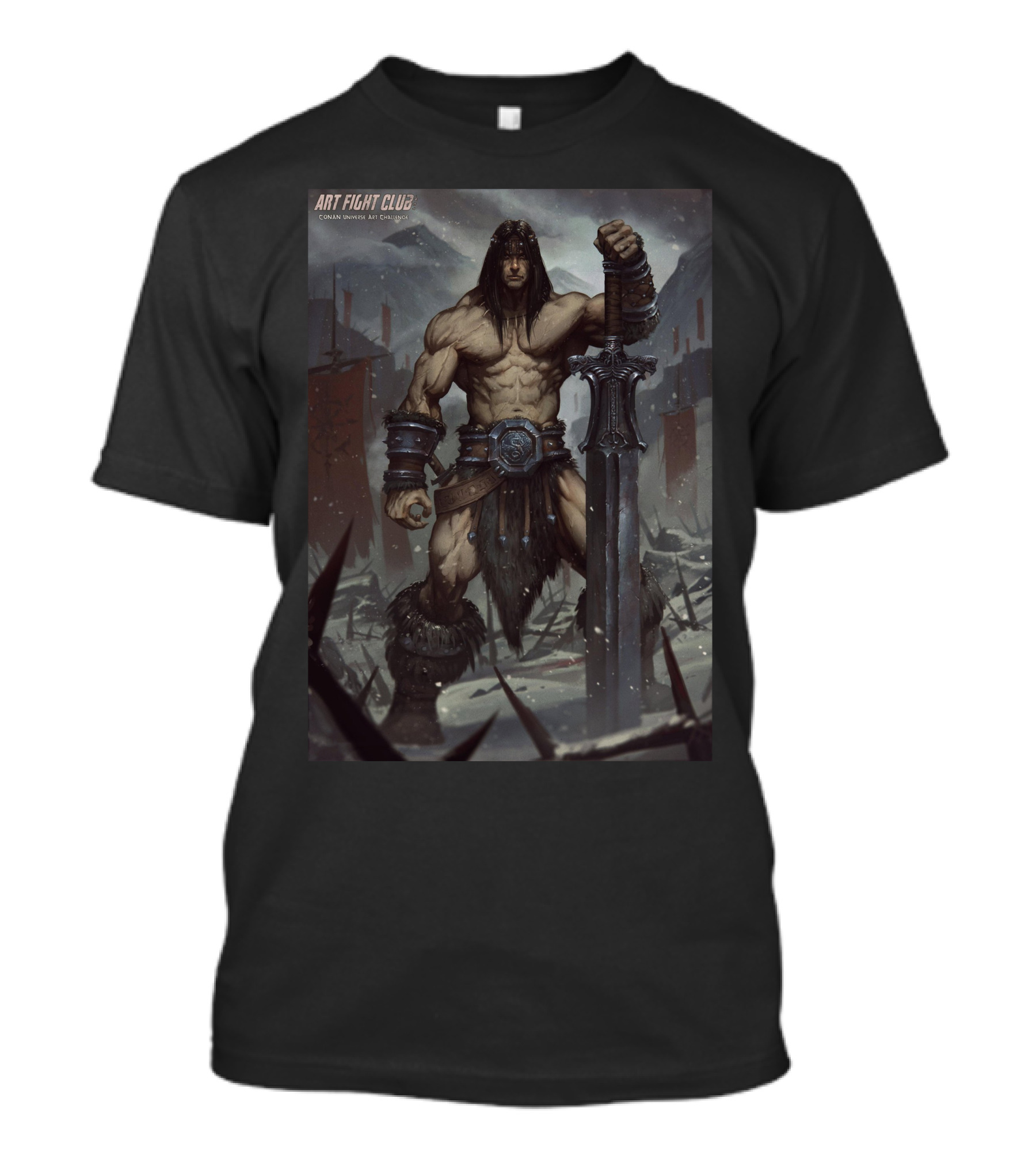 Art Fight Club Conan Chamba Sword Warrior Scene T-Shirt