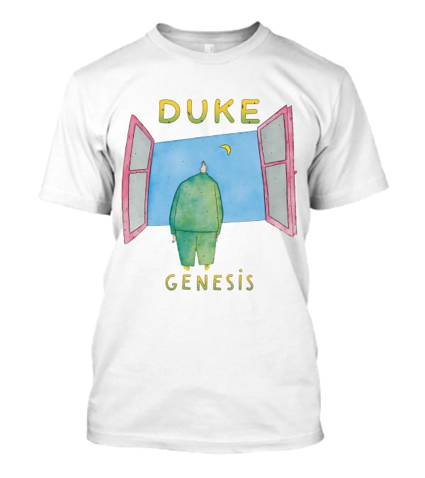 Duke Genesis Album Artwork Blue Figurine With Open Window And Crescent Moon T-Shirt