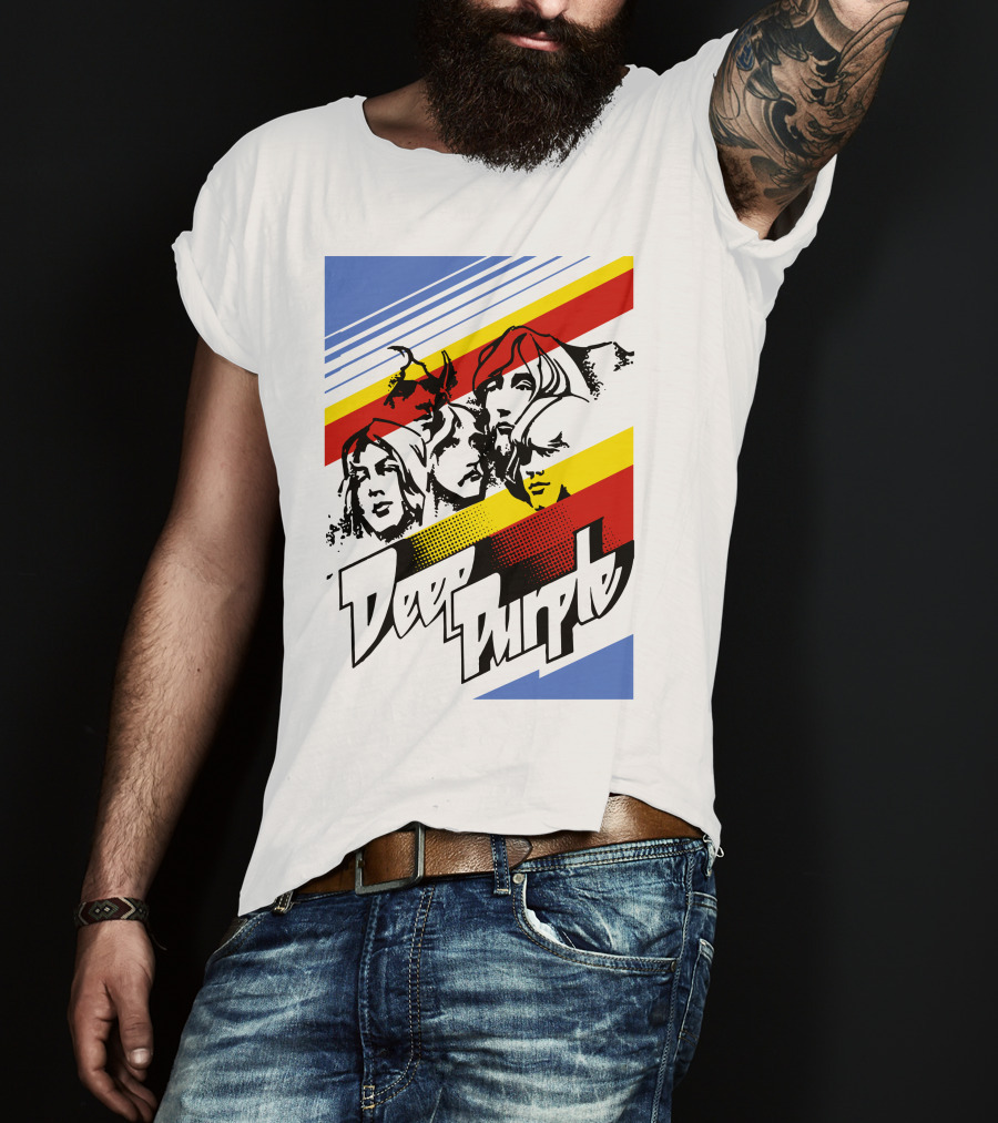 Deep Purple Iconic Band Members Retro Style T-Shirt