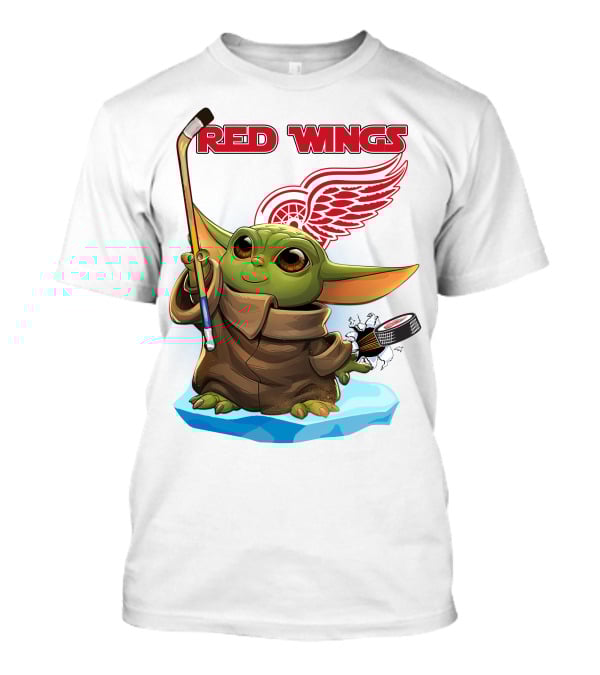 Baby Yoda Hockey Detroit Red Wings T-Shirt