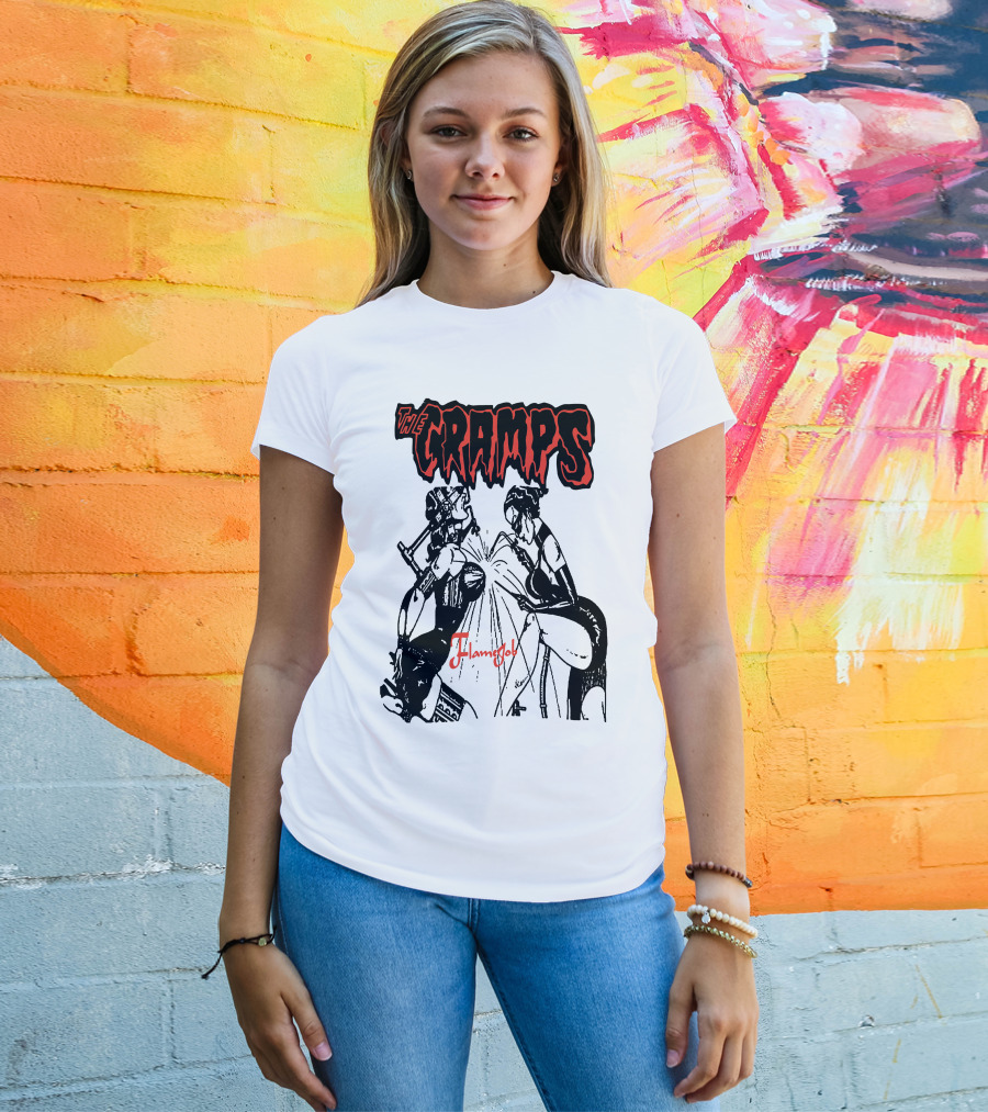 The Cramps Flamejob Artwork Kneeling Figures T-Shirt