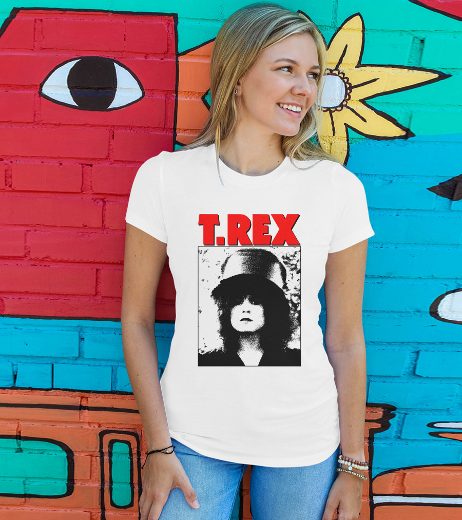 T. Rex Iconic Red Text With Black And White T-Shirt