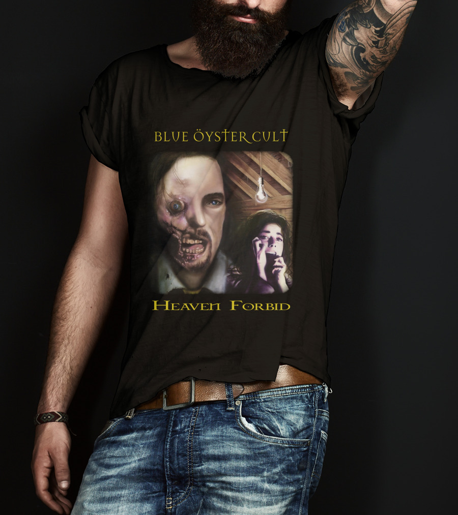 Blue Öyster Cult Heaven Forbid Creepy Portrait With Light Bulb And Distressed Expressions T-Shirt