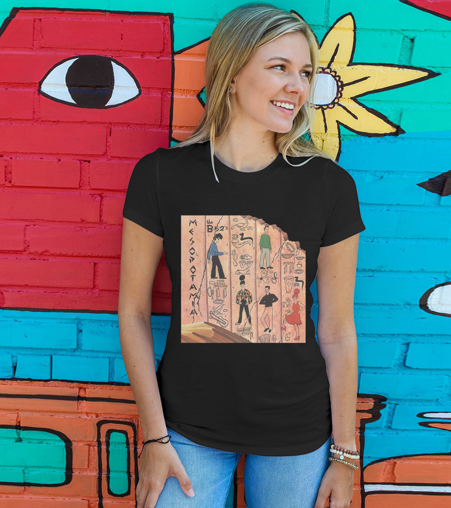 The B-52'S Mesopotamia Album Art With Band Members And Hieroglyphics T-Shirt