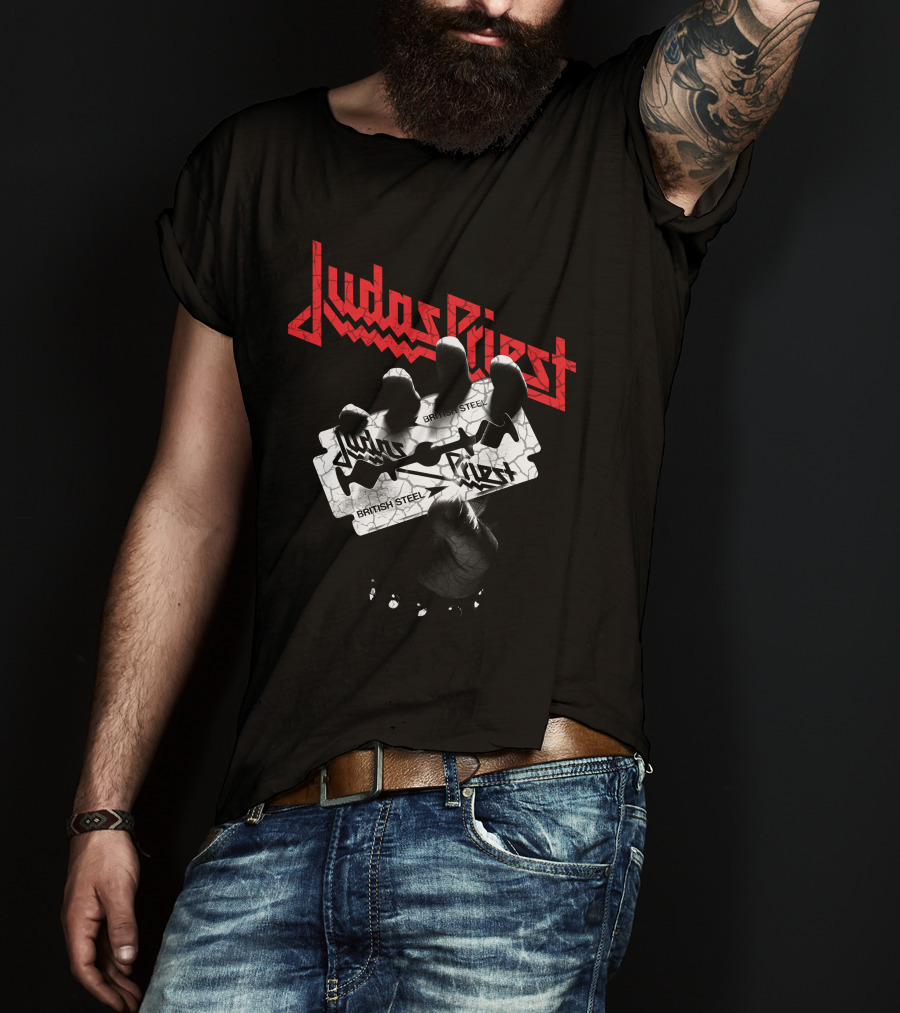 Judas Priest British Steel Razor Blade And Fist T-Shirt