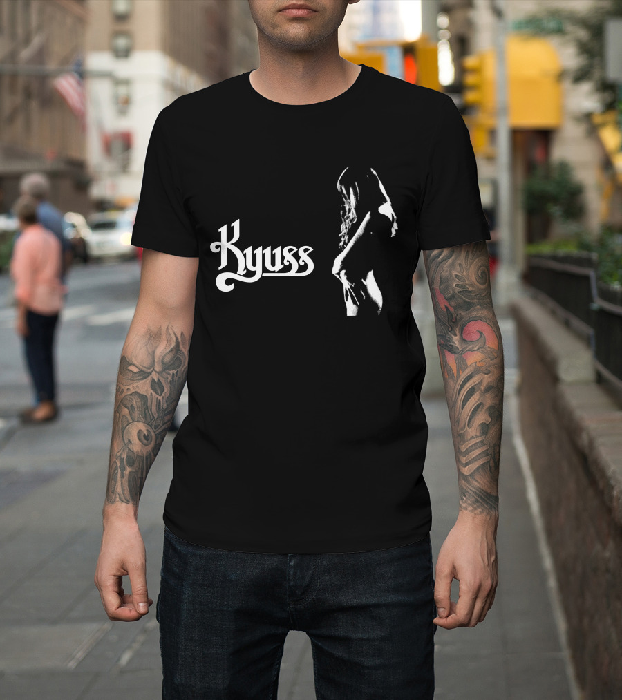 Kyuss Logo With Black And White Figure T-Shirt