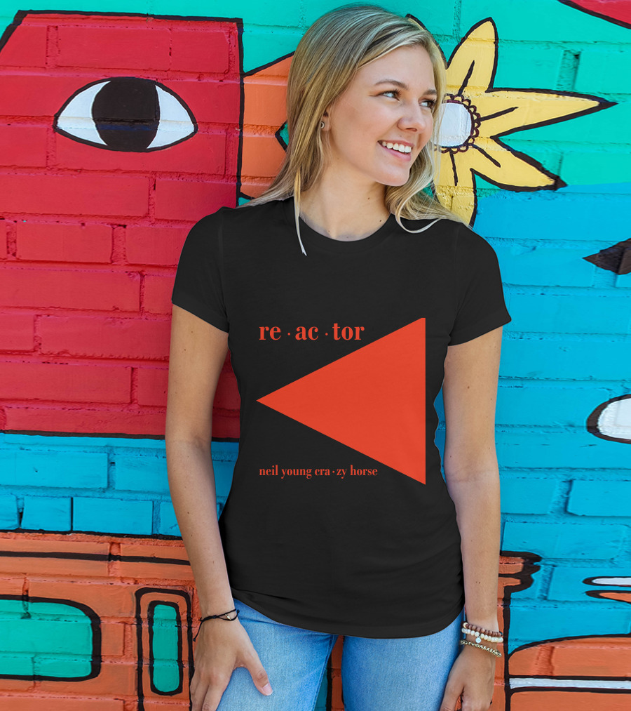 Reactor Neil Young Crazy Horse Red Triangle On Black T-Shirt