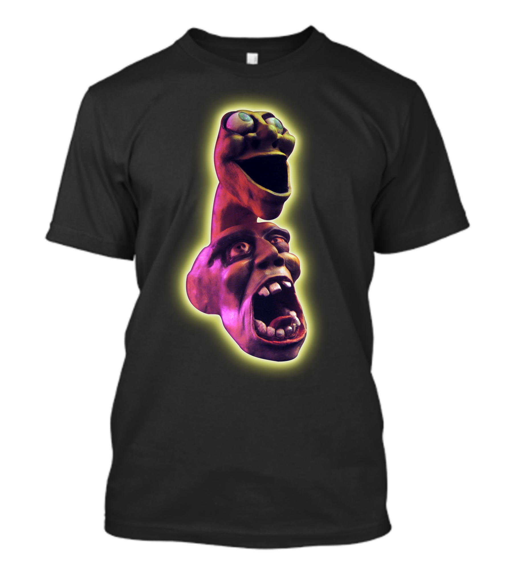 Distorted Screaming Faces Neon Glow T-Shirt