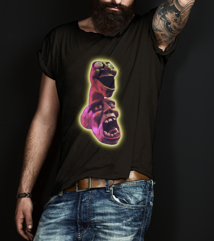 Distorted Screaming Faces Neon Glow T-Shirt