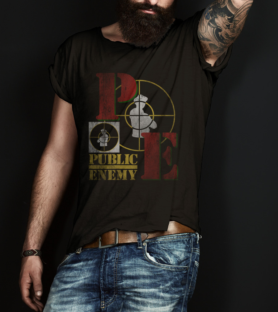 Public Enemy Logo With Target Symbol And Silhouette T-Shirt