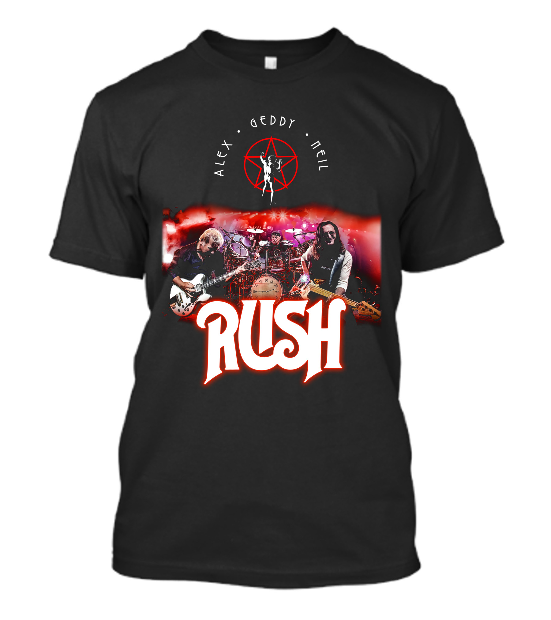Rush Alex Geddy Neil Live Performance Iconic Band T-Shirt