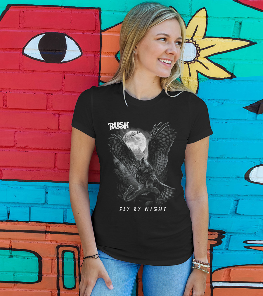 Rush Fly By Night Owl And Full Moon T-Shirt