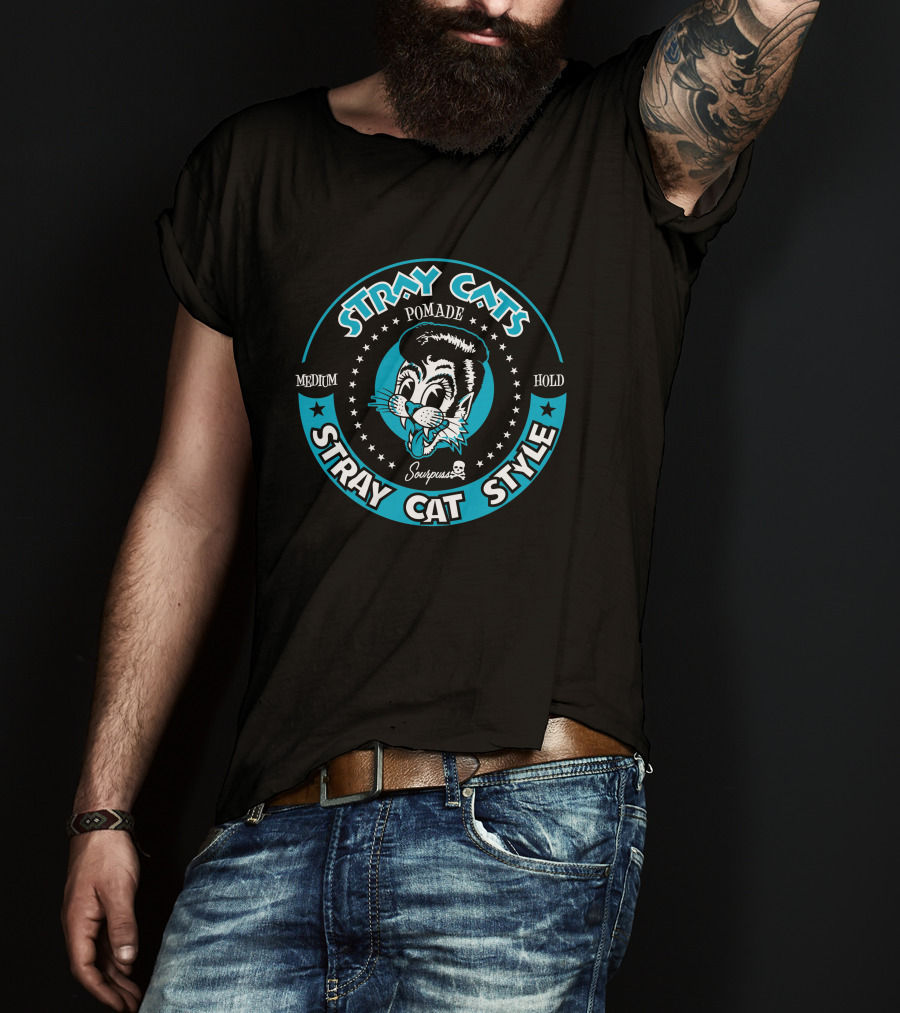 Stray Cats Pomade Medium Hold Stray Cat Style Soupcans T-Shirt