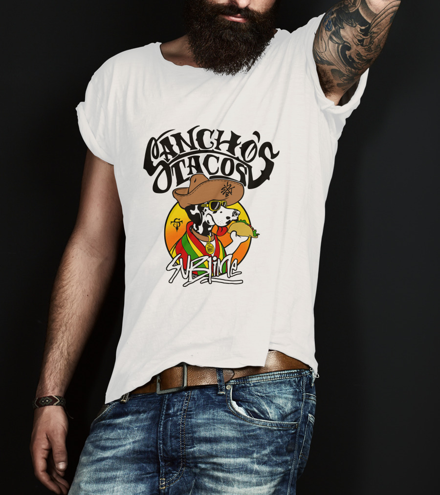 Sancho's Tacos Sublime Cow Eating Taco T-Shirt