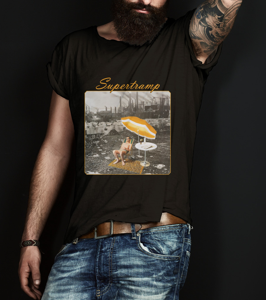 Supertramp Urban Industrial Paradise Imagery With Factory Backdrop And Relaxing Figure T-Shirt