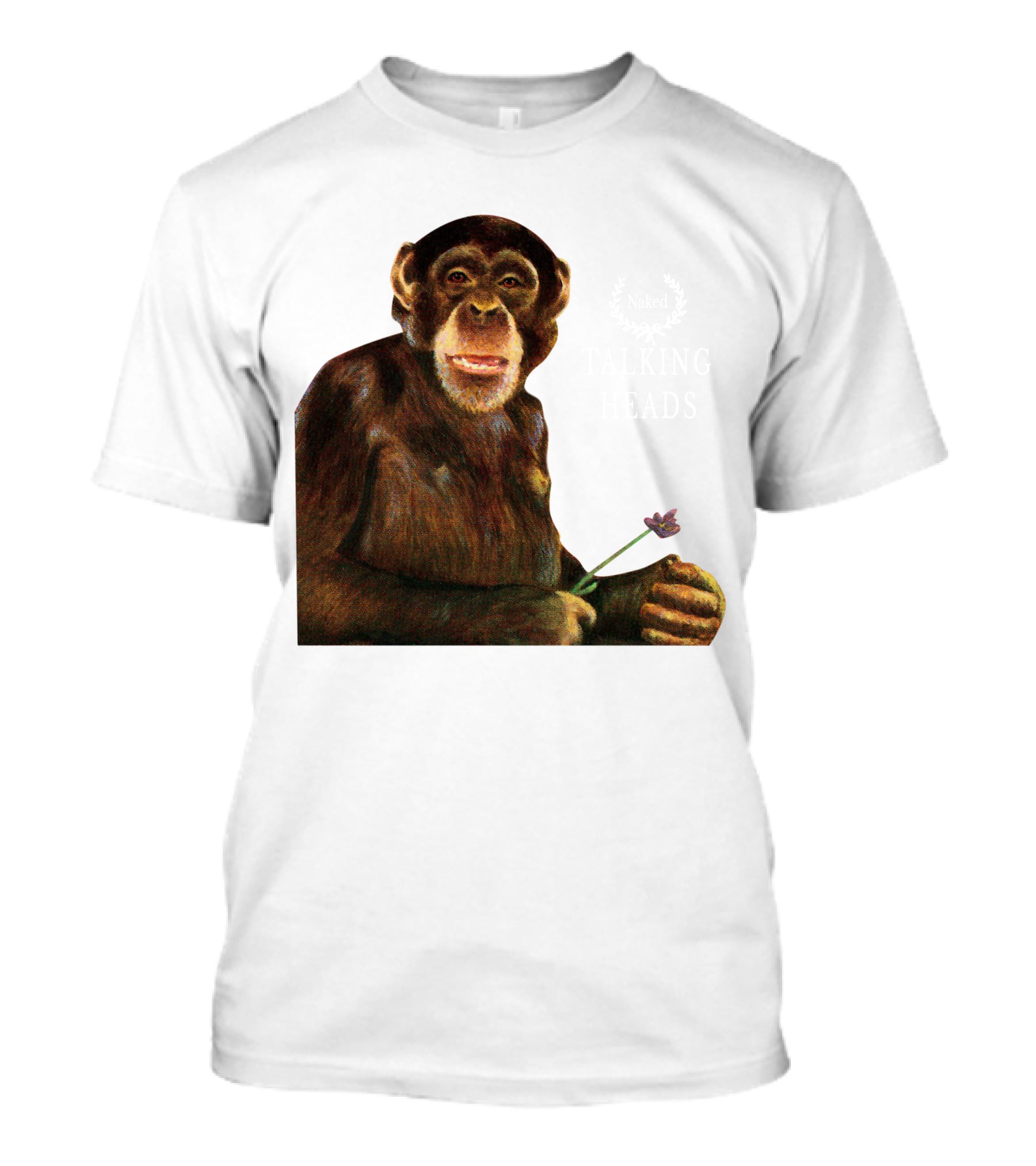 Chimpanzee Holding Purple Flower T-Shirt