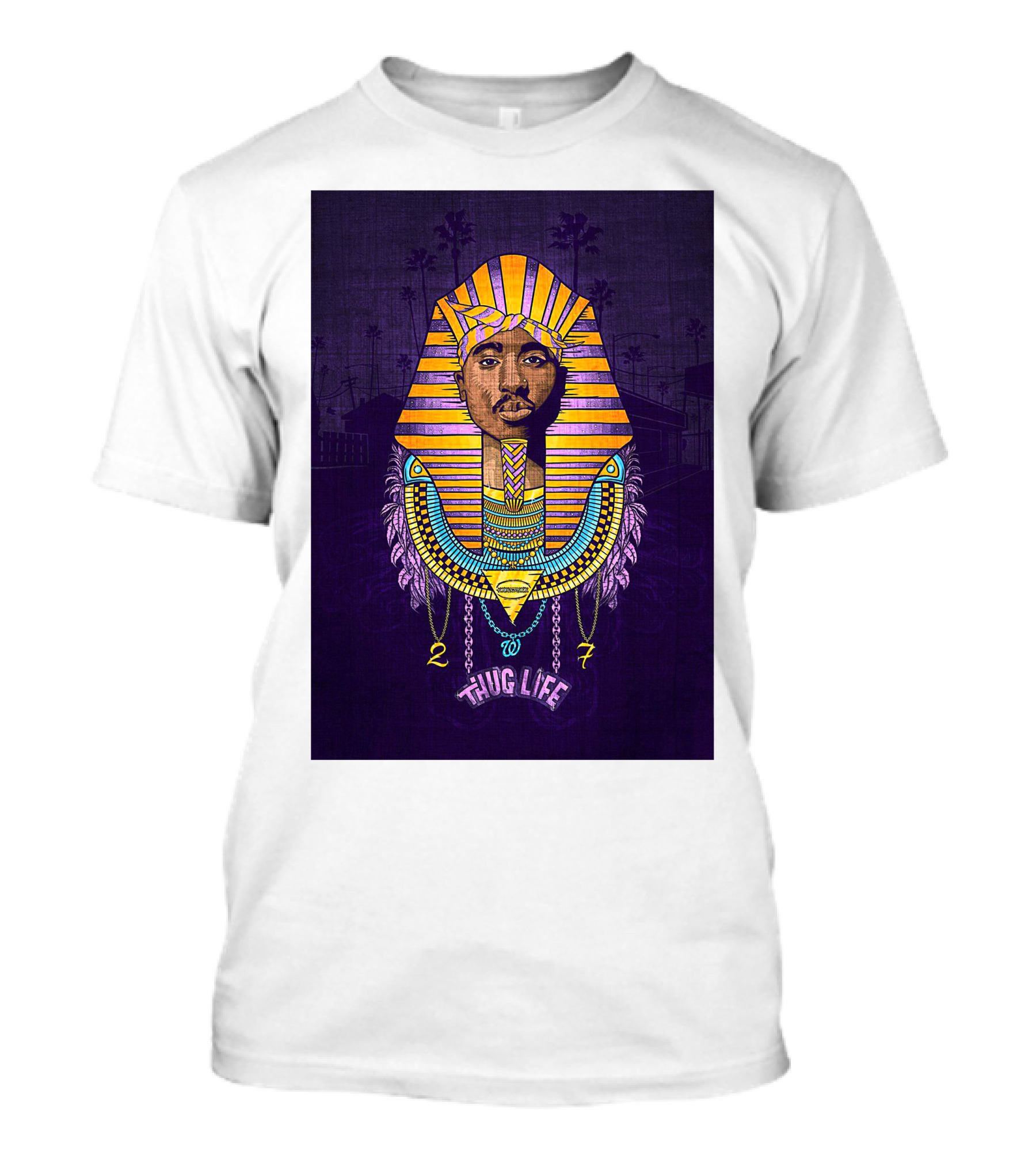 Tupac Pharaoh Thug Life Egyptian Style 27 Palms T-Shirt