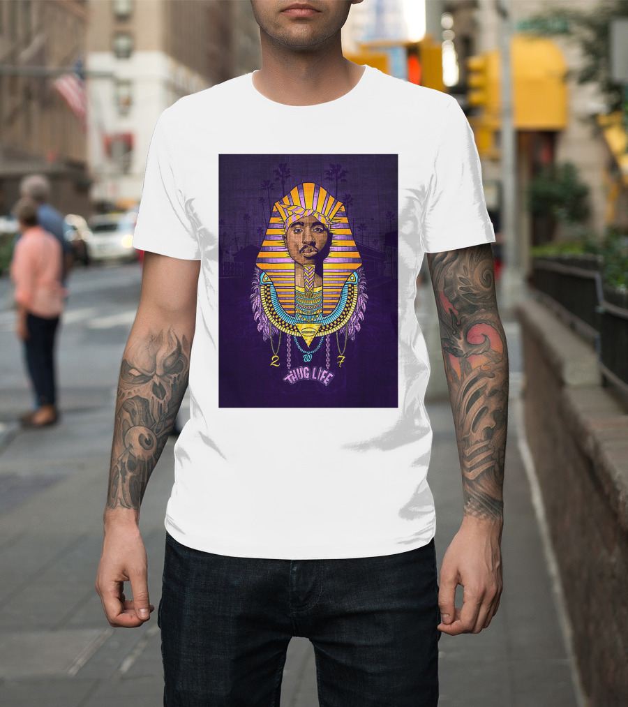 Tupac Pharaoh Thug Life Egyptian Style 27 Palms T-Shirt