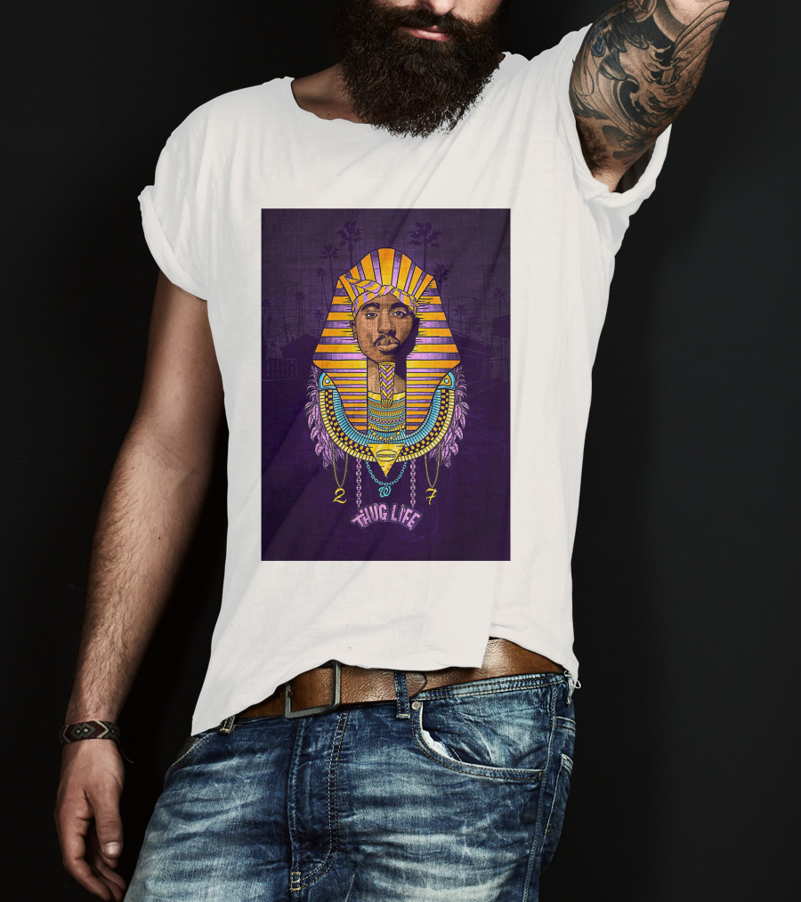 Tupac Pharaoh Thug Life Egyptian Style 27 Palms T-Shirt