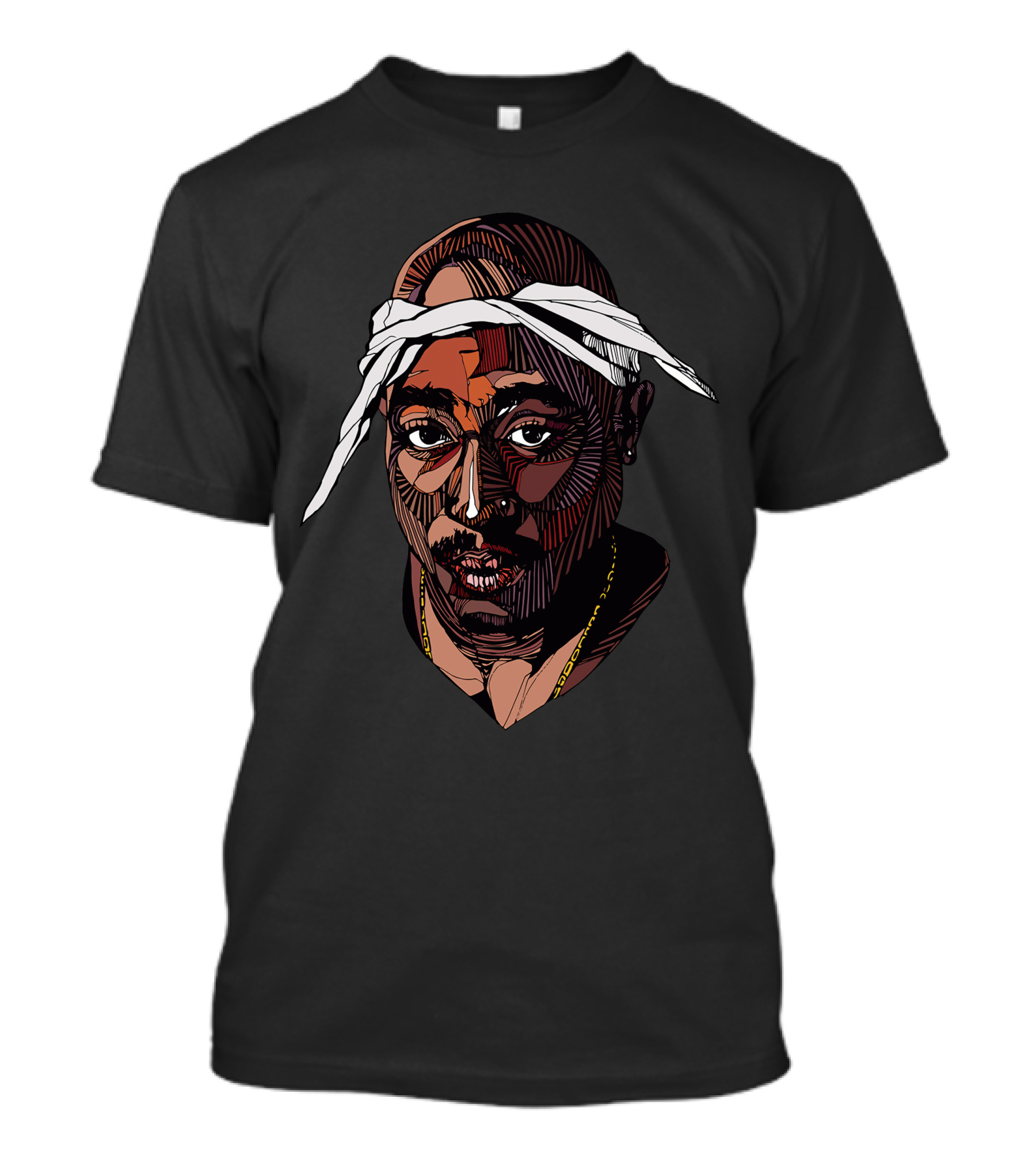 Tupac Shakur Illustration With Bandana T-Shirt