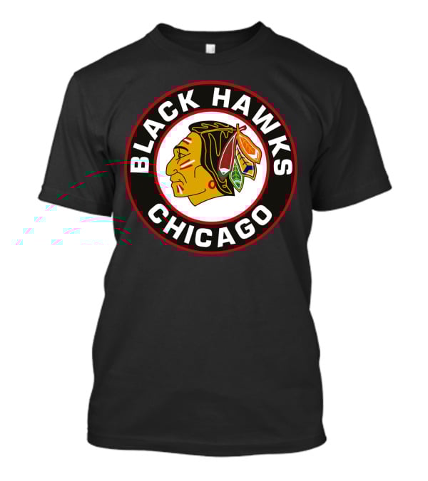 Chicago Blackhawks Classic Logo Design Featuring Iconic Native American Head Symbol T-Shirt
