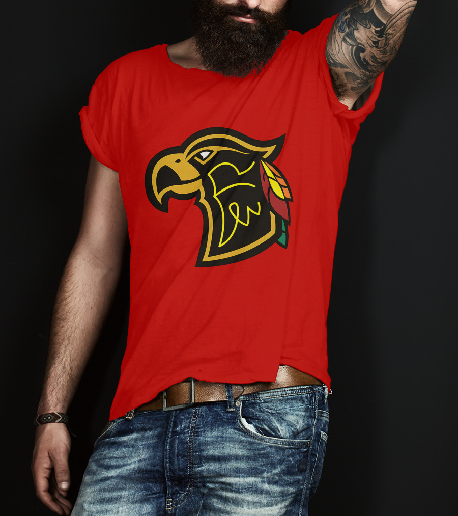 Chicago Blackhawks Native American Inspired Hawk Logo Retro T-Shirt