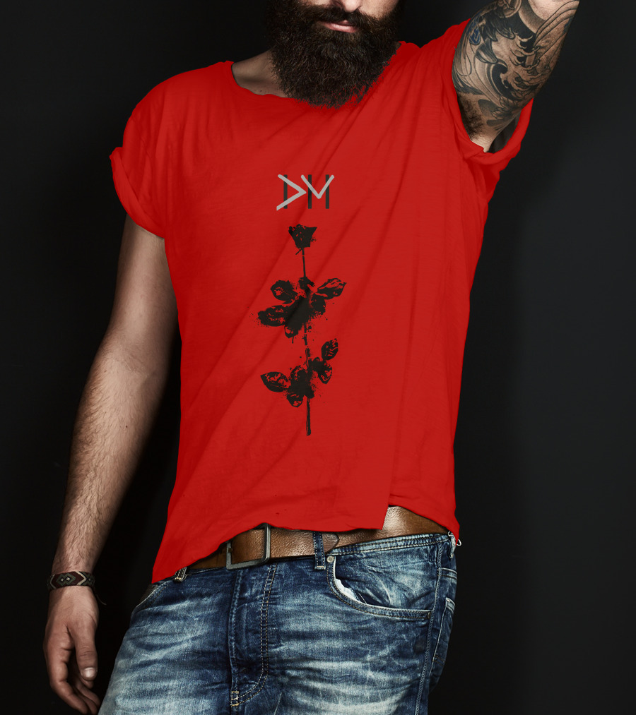 Dpm 46 Black Rose Graphic On Red T-Shirt