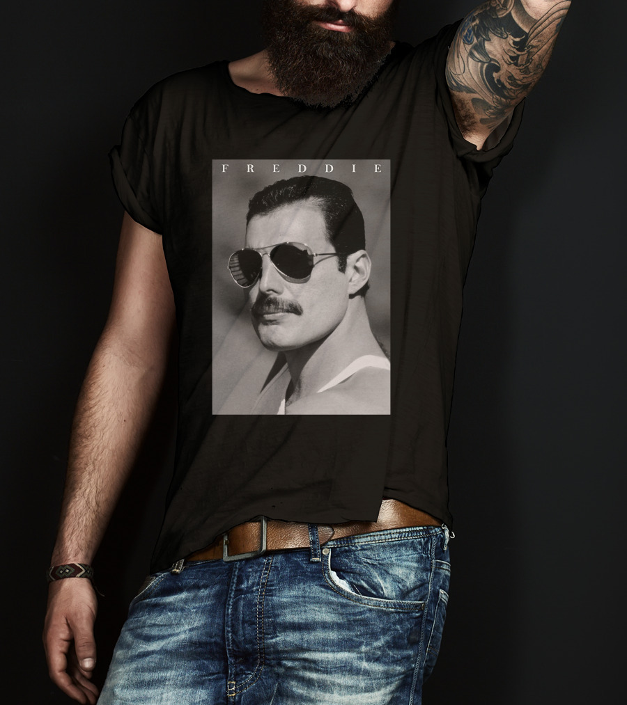 Freddie Mercury Sunglasses Portrait Iconic Style T-Shirt