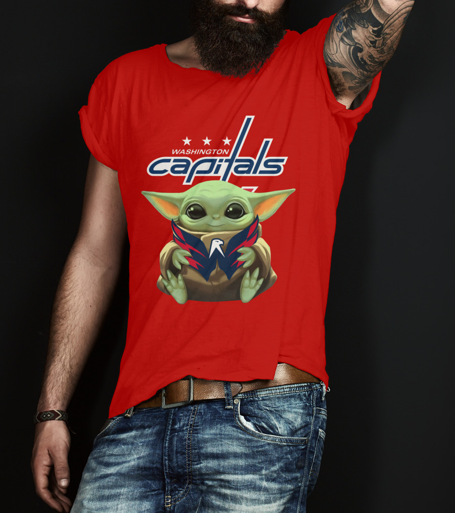 Washington Capitals Baby Yoda NHL Hockey Mandalorian Crossover T-Shirt